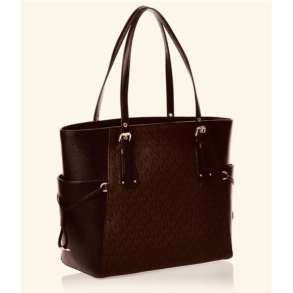 Michael Kors Voyager Brown/Black EW Tote 14.75 x 11 x 6.25” Style 30F8GV6T4B - Picture 2 of 6